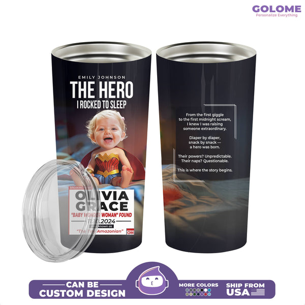Personalized Baby Wonder Woman Tumbler – Custom Superhero Gift for Moms & Daughters